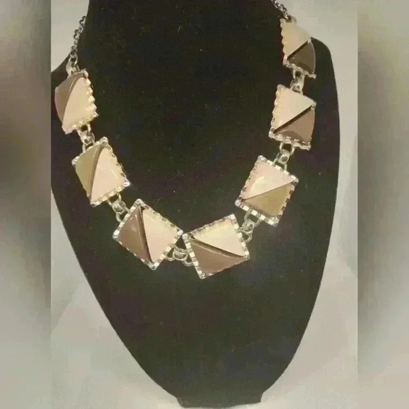Vintage brown and cream gold tone statement necklace - Picture 1 of 1